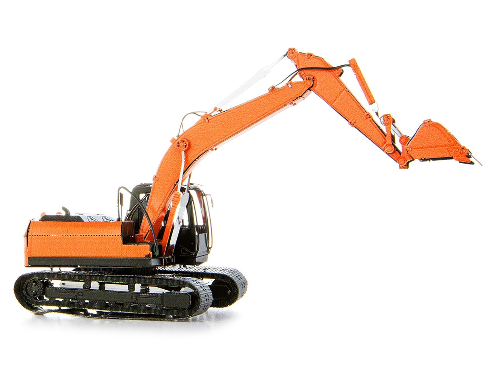 Model Kit Excavator Orange and Black (Challenging Difficulty) Steel Model by Met