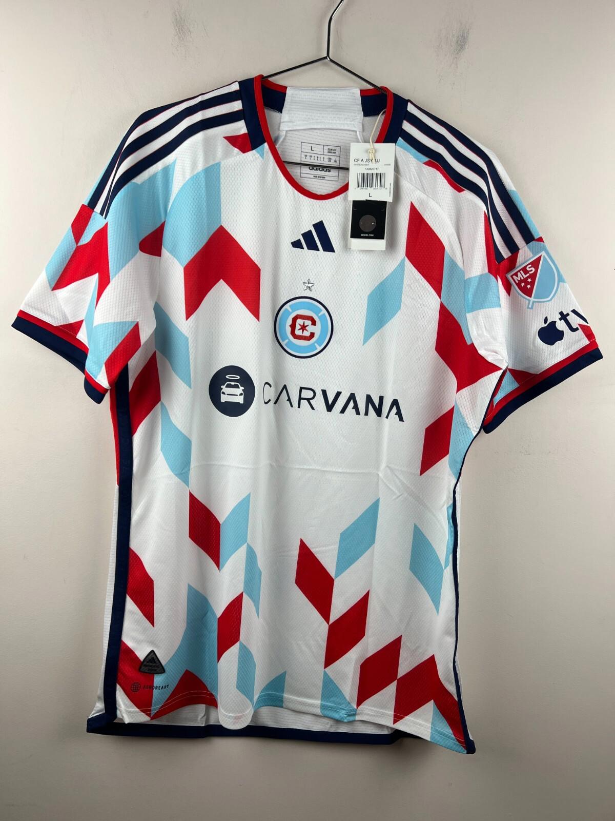 Chicago Fire FC 2024 Away Authentic Jersey Adidas Men's Size L White HI1856 MLS
