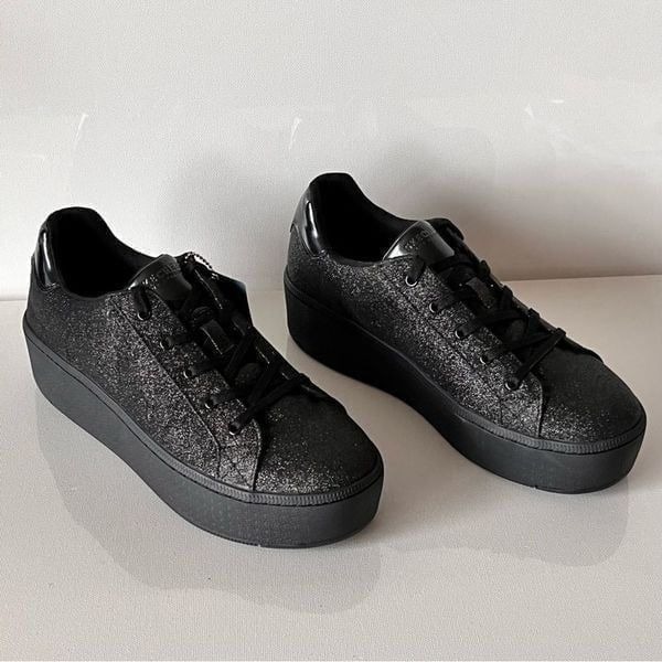 Skechers Fairy Dusted Plateau Glitter Platform Lace-Up Sneaker Size: 10