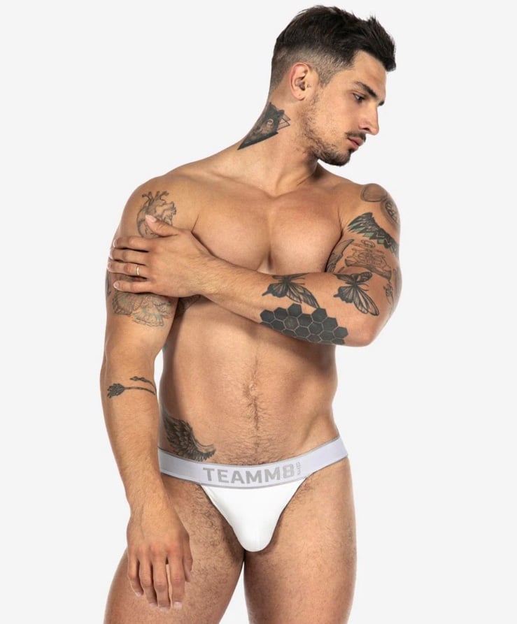 Mens Small TEAMM8 White Naked Jockstrap NWT