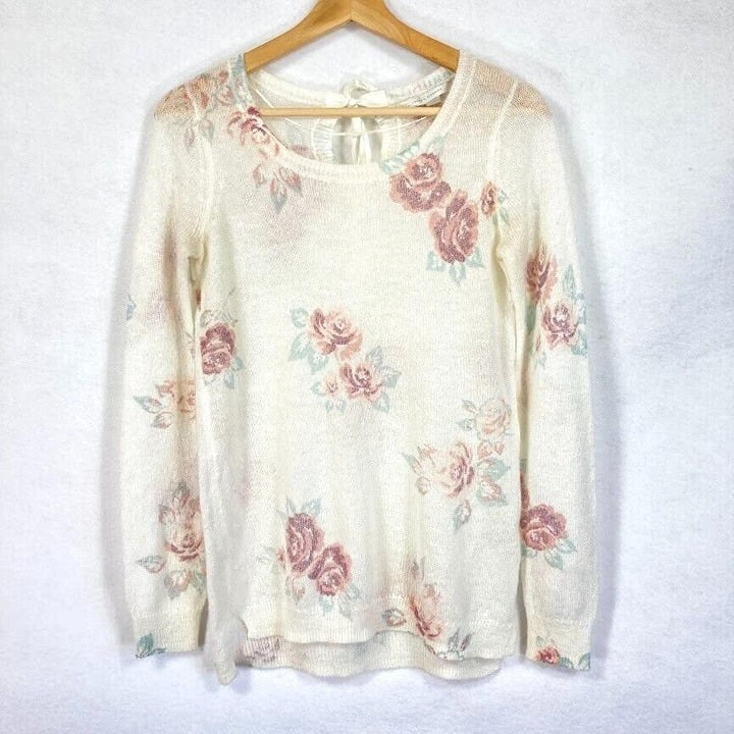 LC Lauren Conrad Sweater Cottagecore Romantic Roses Spring XS