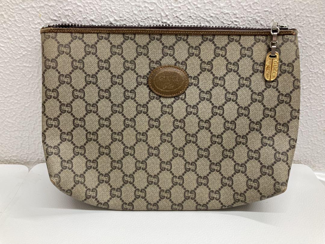 GUCCI PLUS Beige GG Pattern PVC Clutch Bag
