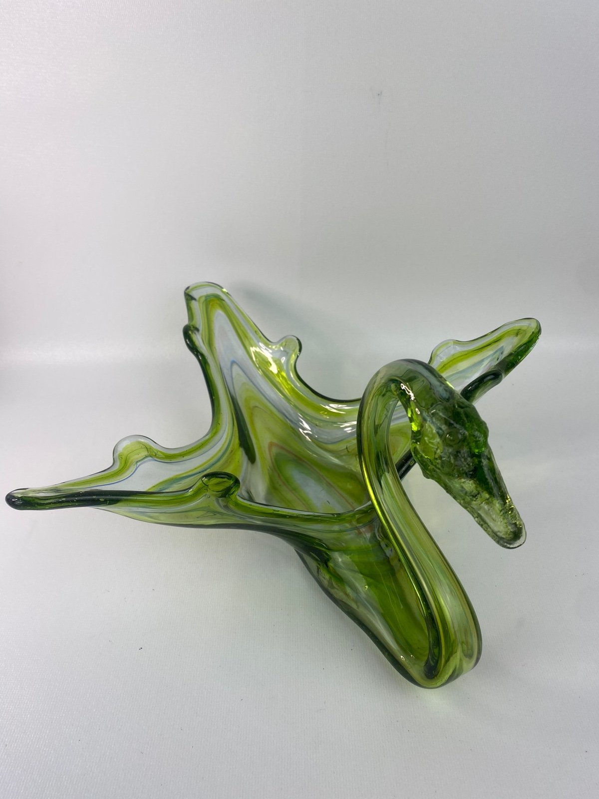 MCM 1950s Handblown Glass Swan Dish Decor Collectable