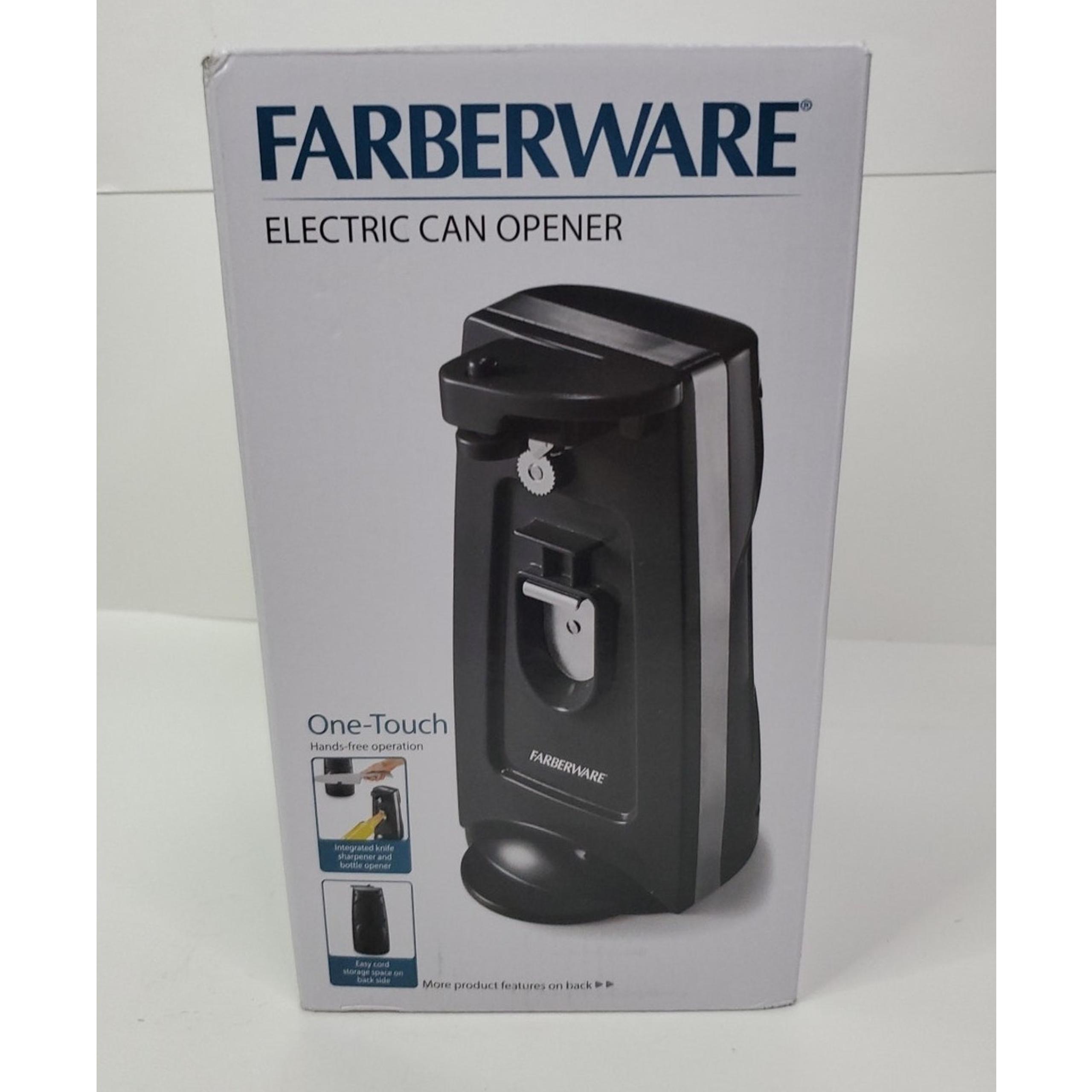 Farberware Electric Can Opener Black One-Touch Cord Storage NEW