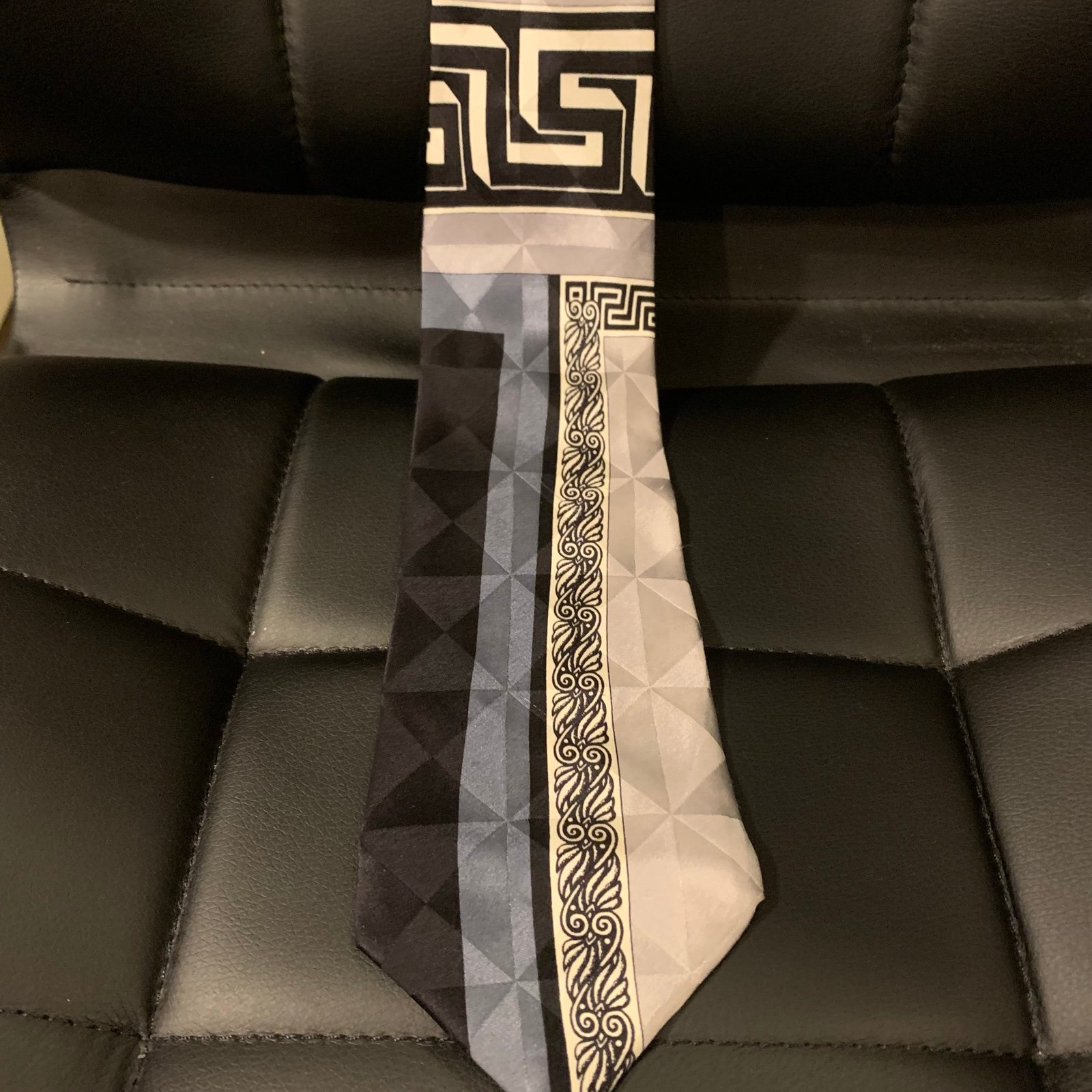 Gianni Versace Black and Silver Tie