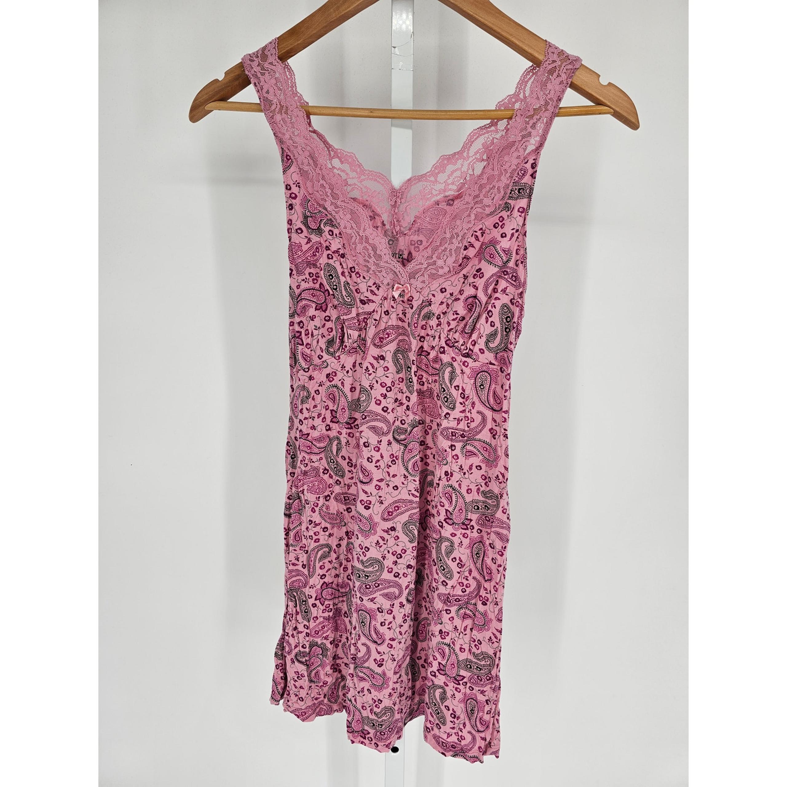 Apt 9 Intimates Womens Sz S Pink Floral Paisley Nightgown Lace Trim