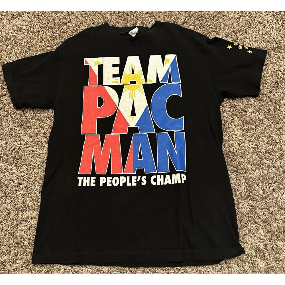 Vintage AAA Manny Pacquiao Shirt Black Team Pac Man Boxing Mens Size Medium