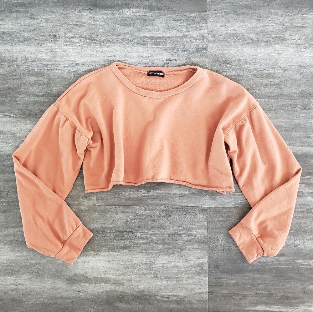 Orange Muted PLT Cropped Sweater Long Sleeve