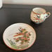 Vintage CHINA LITHOPHANE GEISHA CUP/SAUCER SET OF 2- FLOWERS/BIRD THEME