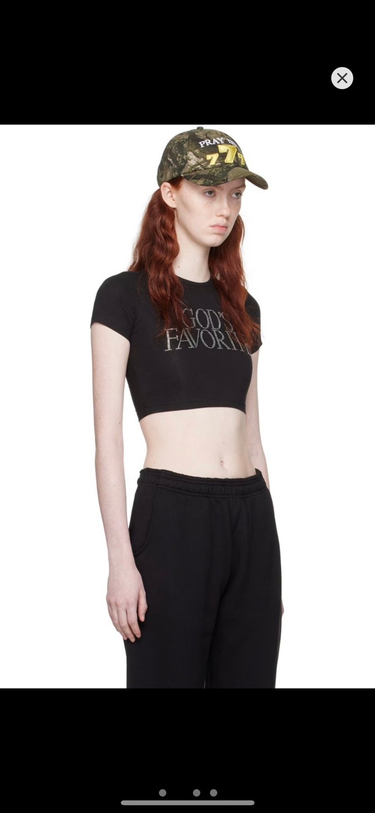【PRAYING】GODS FAVORITE RHINESTONE CROP TEE (BLACK) Praying God's Favorite rhinestone crop top