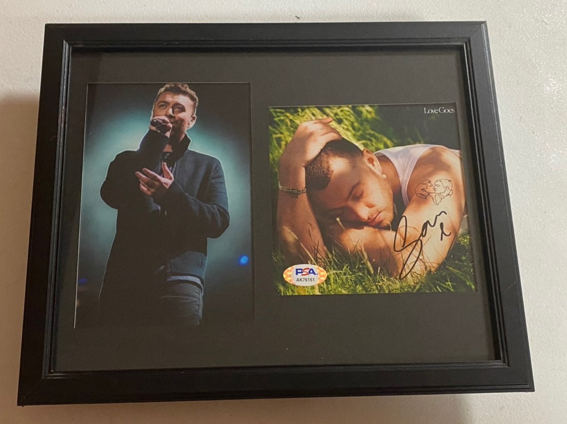 Sam smith signed autographed framed cd cover with psa coa