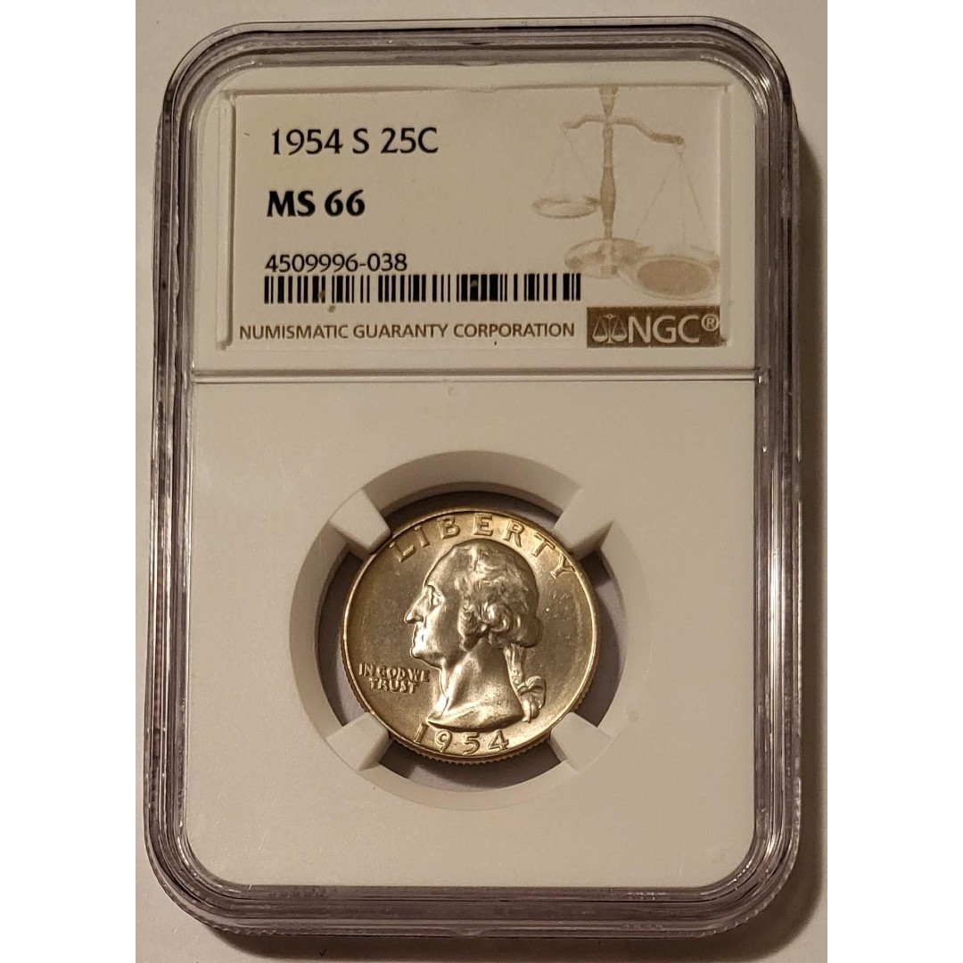 1954 S Washington Quarter MS66 NGC Light Toning