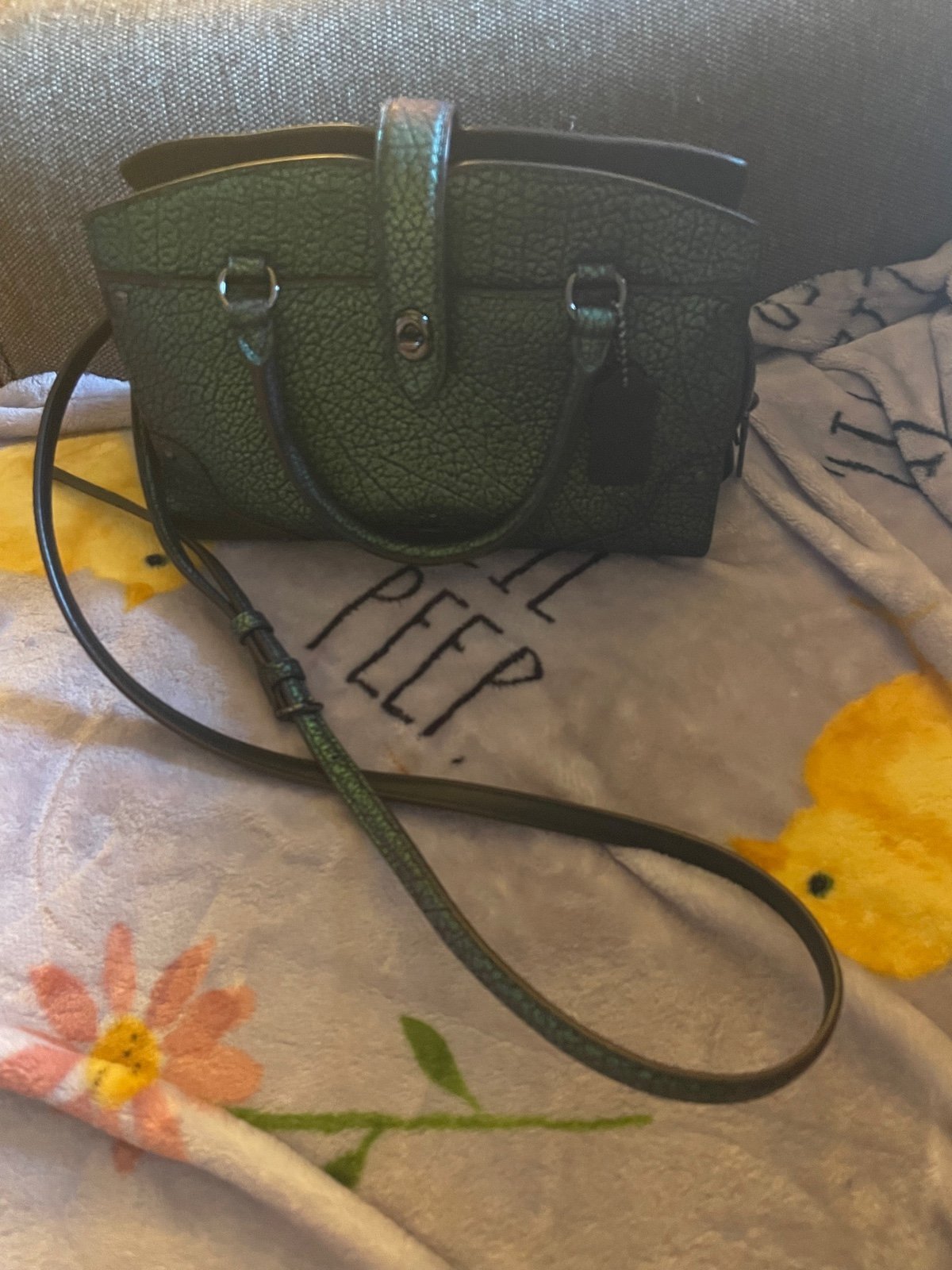 COACH Mercer 55622 Hologram Multi-color blue & green Leather Satchel purse bag