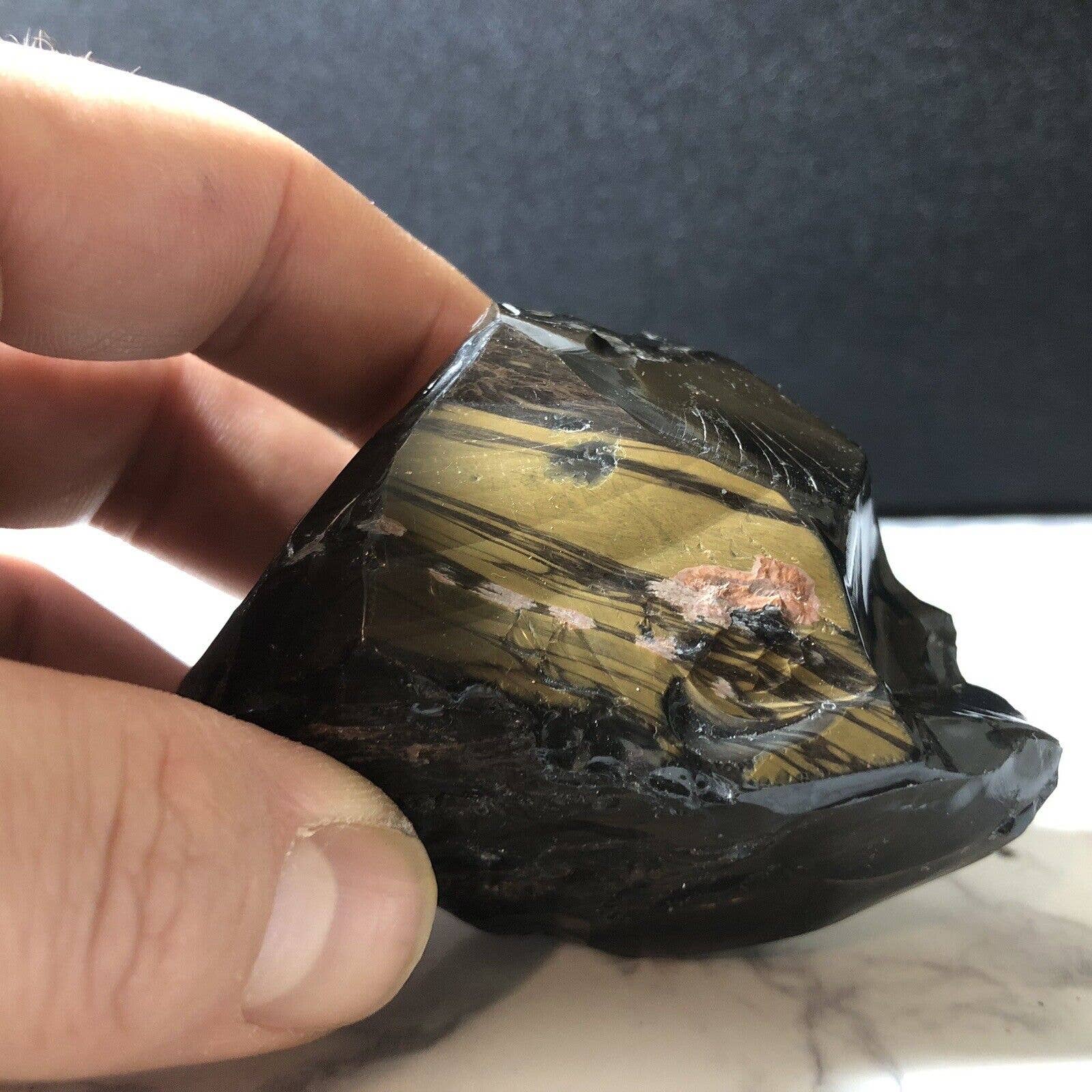 Natural Rough Gold Sheen Obsidian w/Snowflakes Utah Raw Healing Specimen 3.2”
