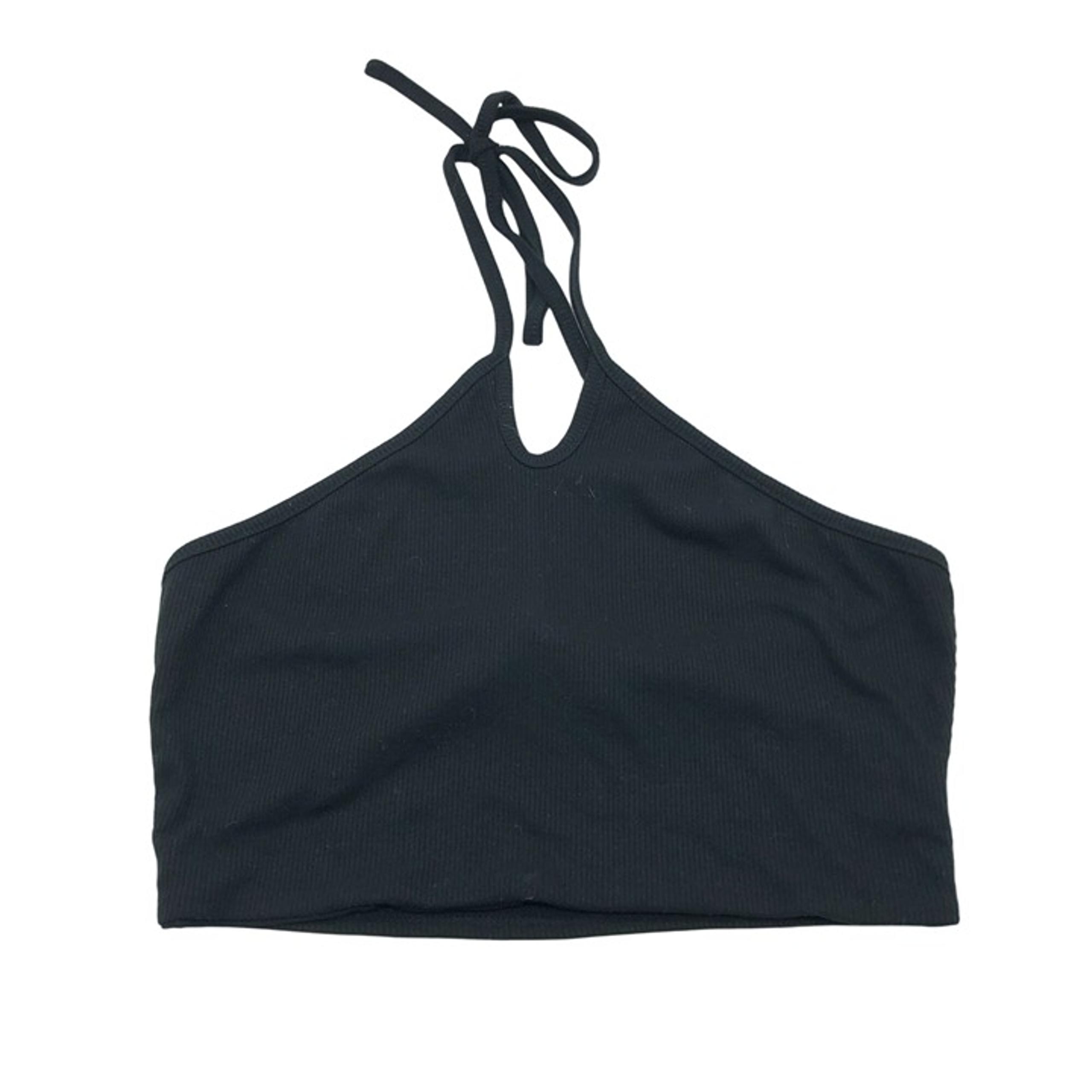Princess Polly Womens Crop Top Ribbed Halter Stretch Black 6