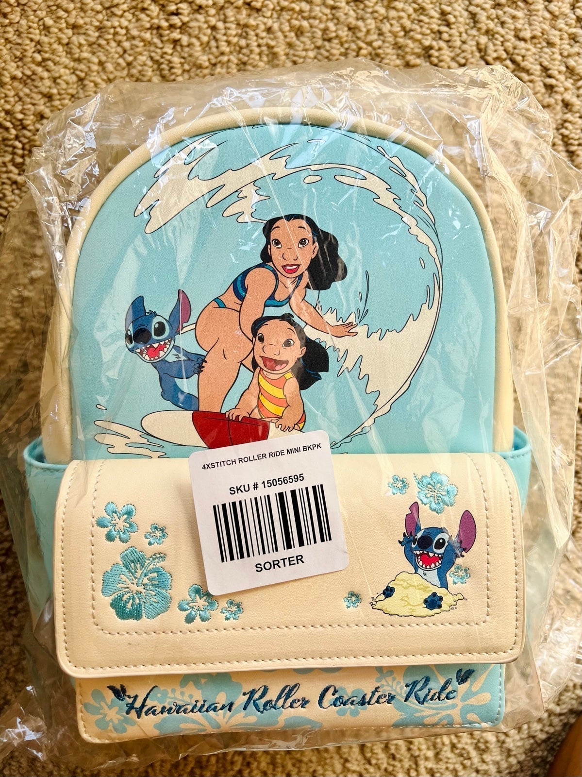 NWT Loungefly Disney Lilo & Stitch Hawaiian Roller Coaster Ride Mini Backpack