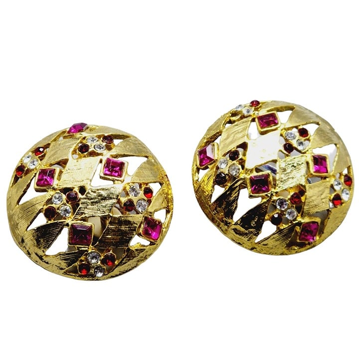 Vintage Huge MCM Domed Clip On Earrings (A1539)