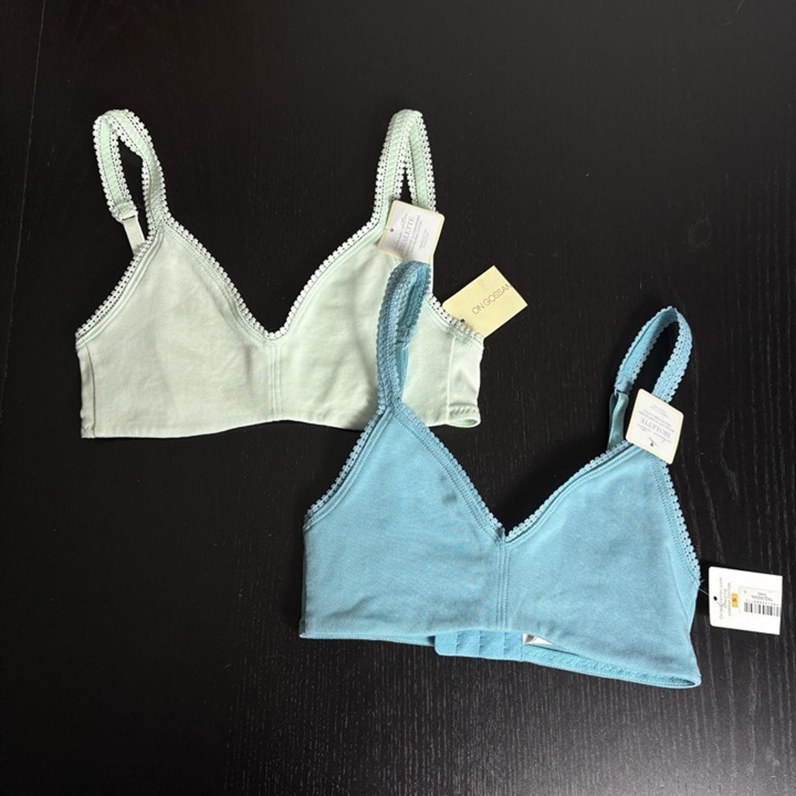 NWT ON GOSSAMER Womens S Lot of 2 Cabana Cotton Bralettes, Blue & Light Green
