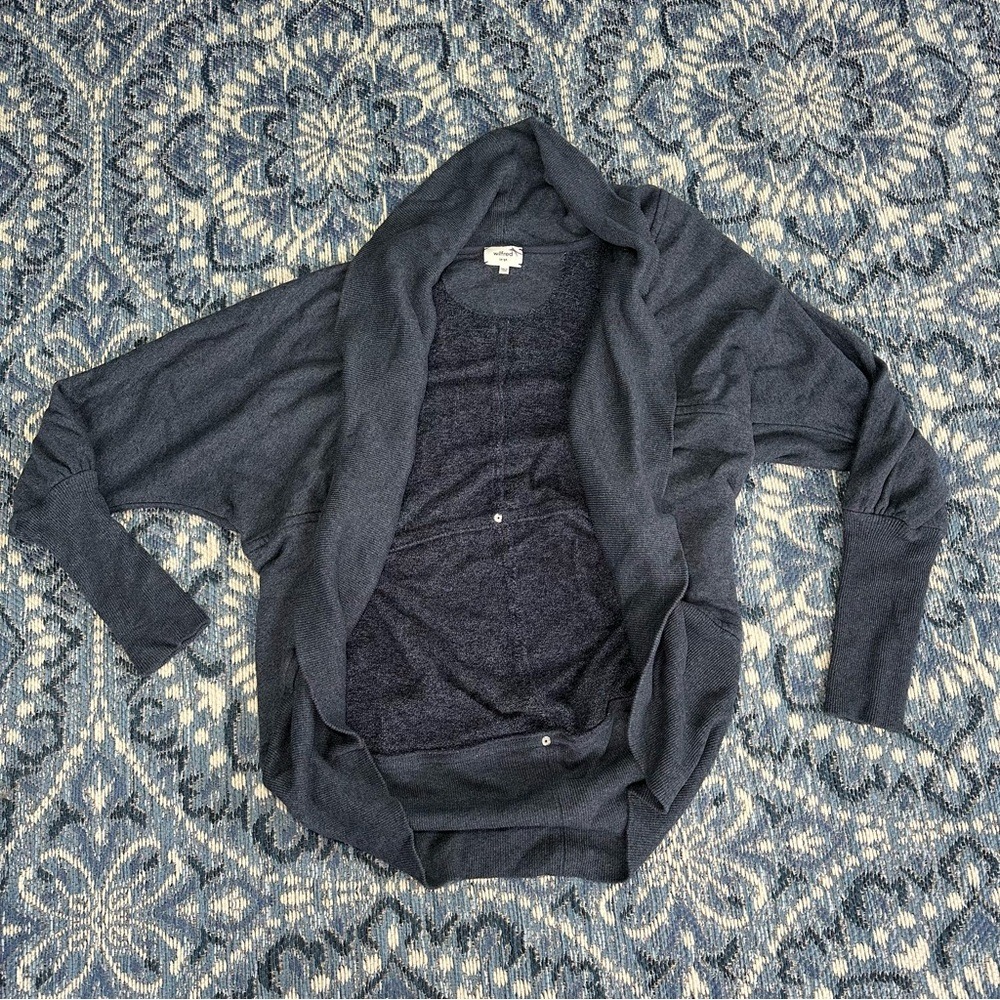 Anthropologie Wilfred Diderot Cardigan Sweater - Large - Navy Blue / Gray