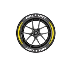 8 PCS For 4 Tire Wheel Sticker Yellow HELLCAT In-One-Piece 3D Tire Letters SRT