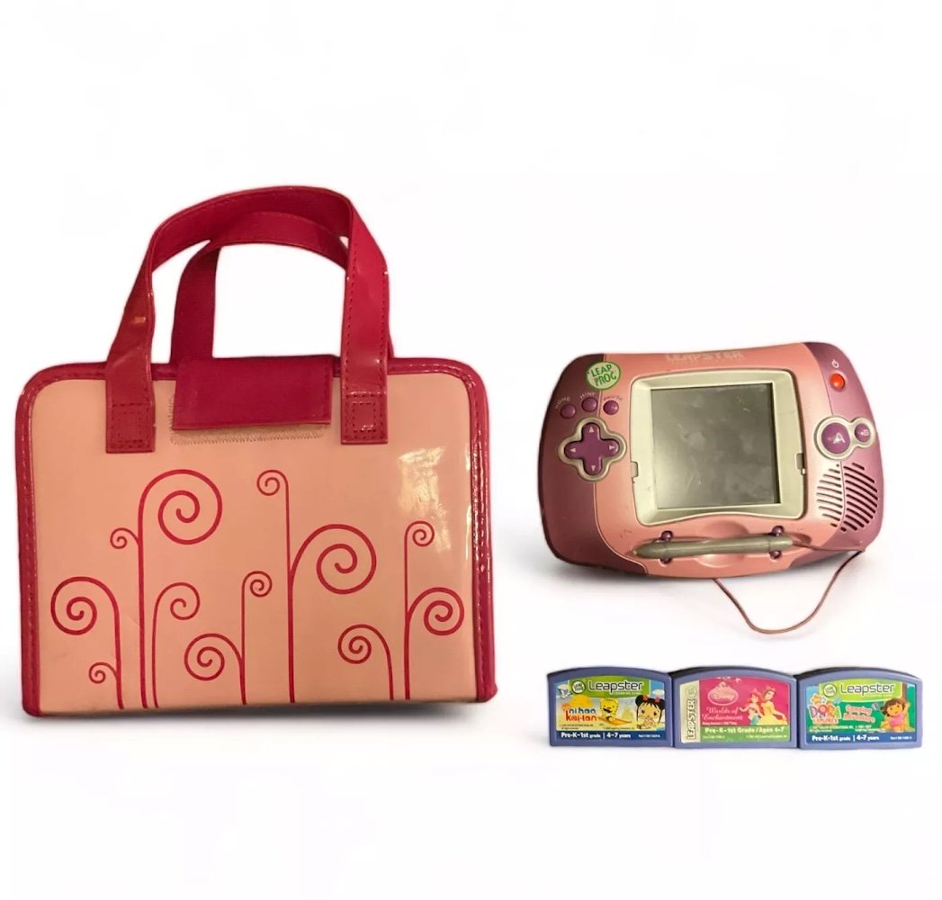 Leapfrog Leapster Handheld Learning Game System w/ Fashion Case & 3Games Tested
