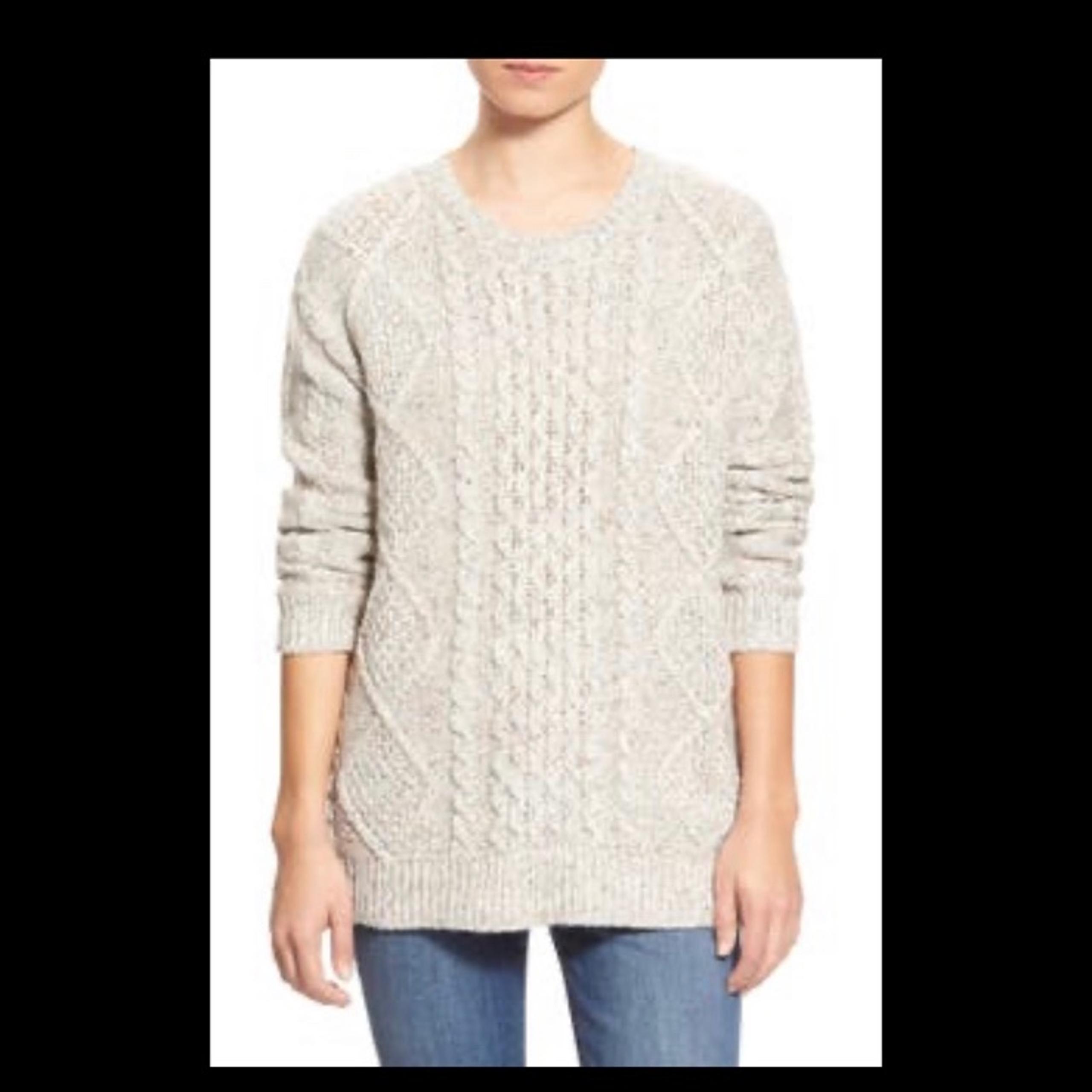 Women’s Treasure & Bond Tan Speckled Cable Crewneck Sweater Size Extra Small