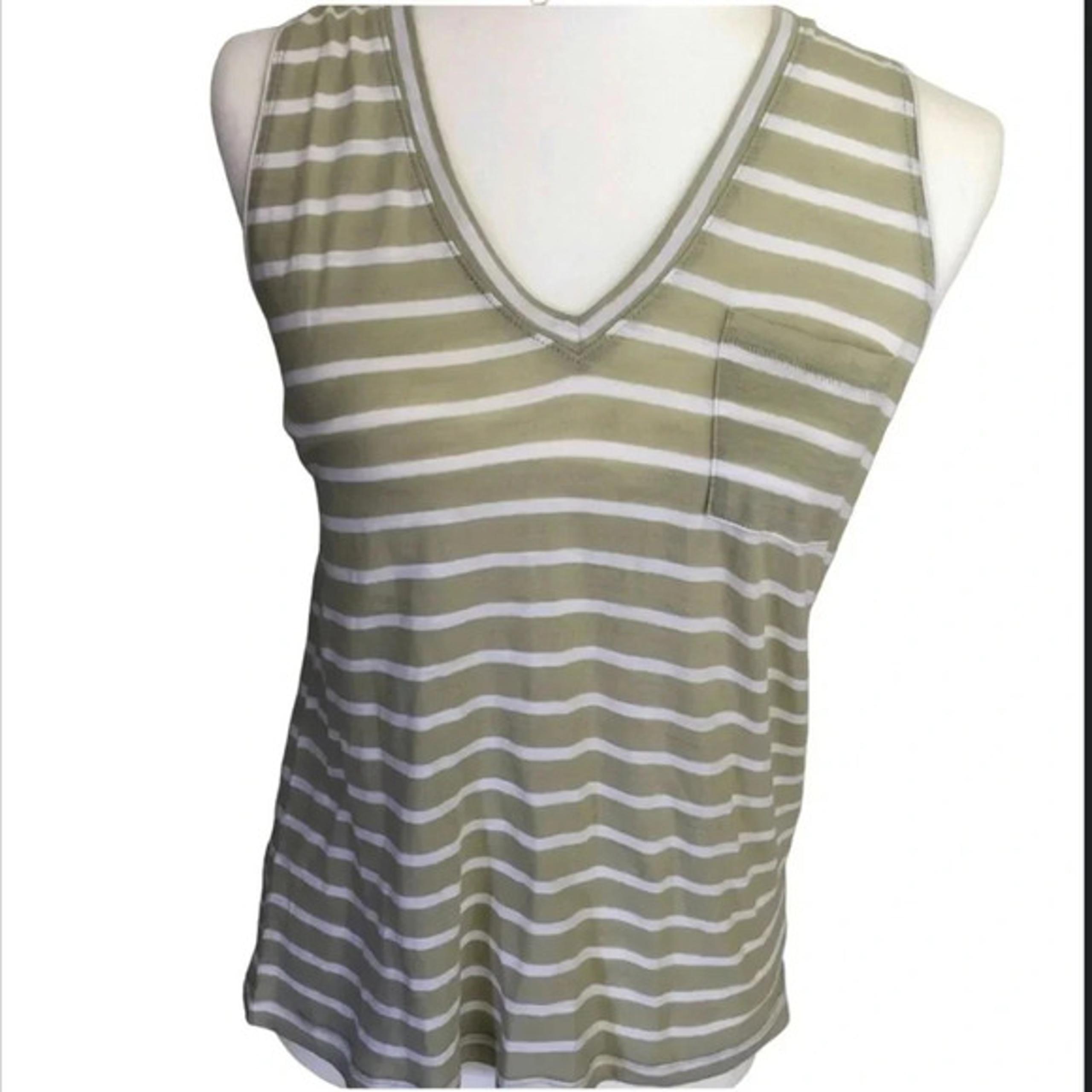 Madewell Womens V Neck Sleeveless Top Stripes Cotton NWT Green White Size Small