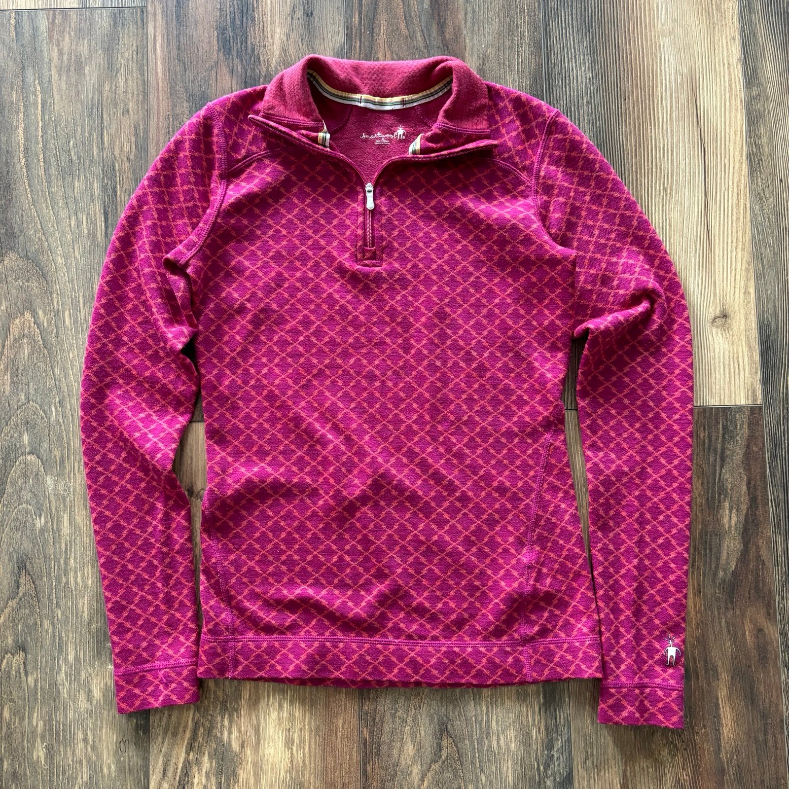 SmartWool Women's Merino Midweight Pattern Zip Top, Size S, 100% Merino Wool