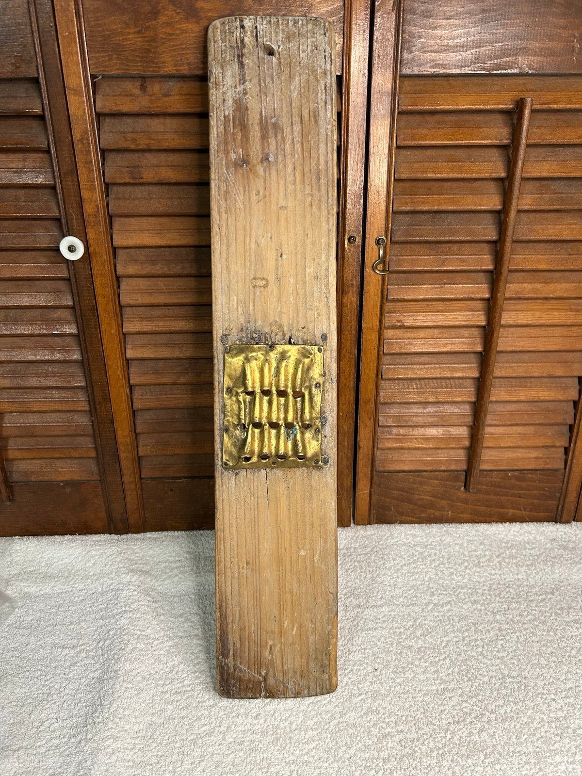 Antique Primitive Early Wood and Metal Grater Cutter