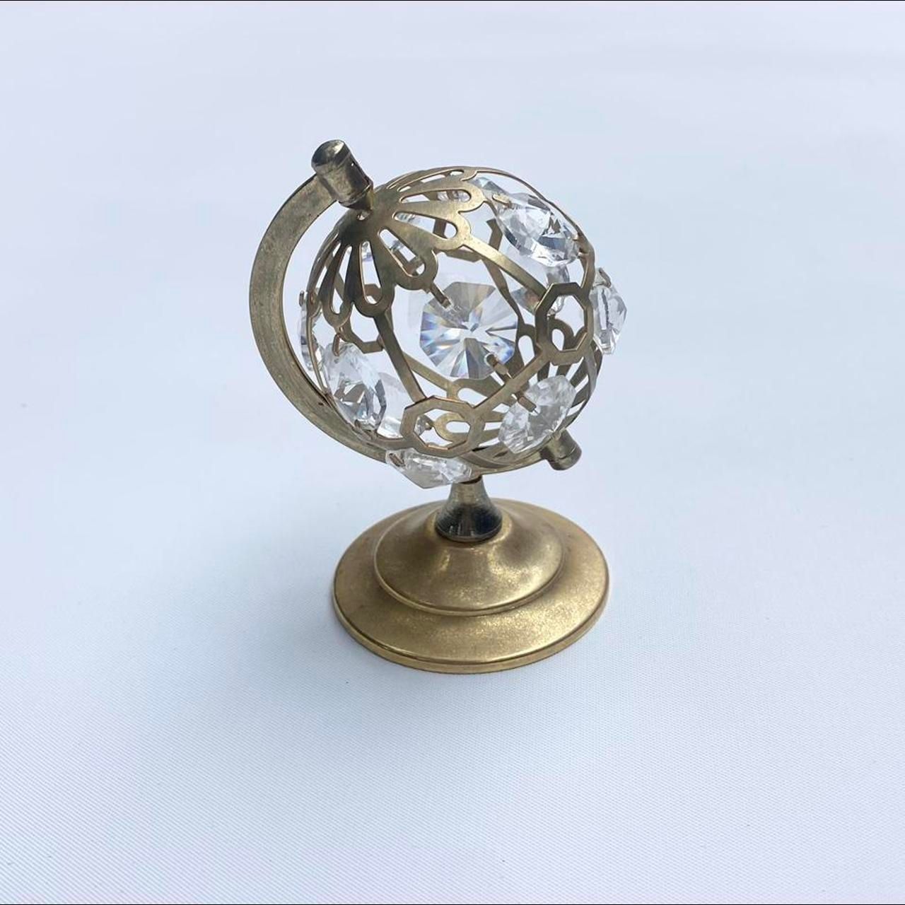 24K Gold Plated Crystal Vintage Mini Globe Small Home Decor Austrian Crystals