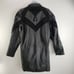 Womens Vintage Winlit Leather Jacket Black Genuine short Trench Coat Medium