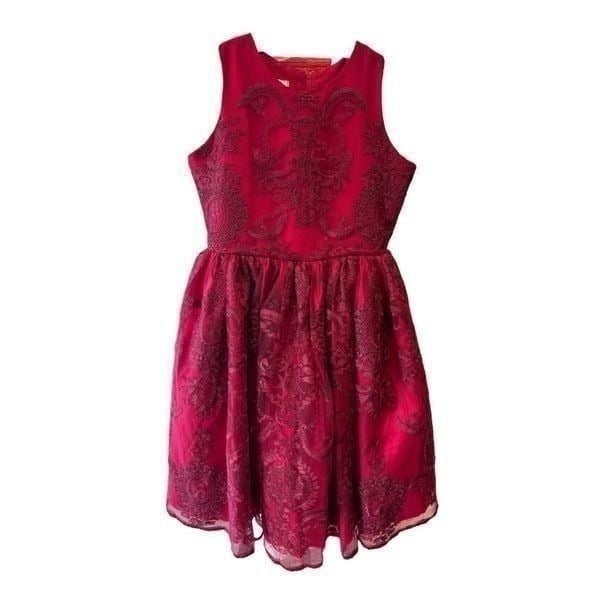 Chasing Fireflies Sz 12 Girls Red Lace Party Dress Fancy Princess Party