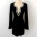 Bardot Anthropologie Audrina Rhinestone Crystal Velvet Mini Dress Black 6 NWT