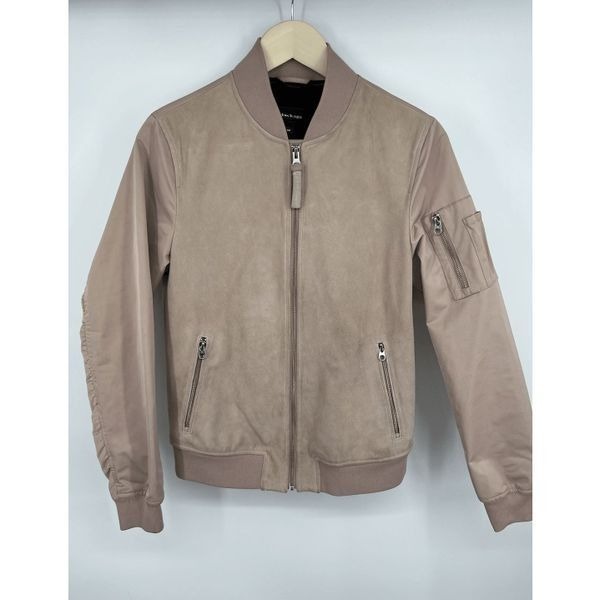 Mackage Vimka Bomber Goat Suede Dusty Pink Jacket Size Small