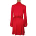 Cloth & Stone Red Satin Collared V-Neck w/Tie Side Wrap Long Sleeve Dress LG NWT