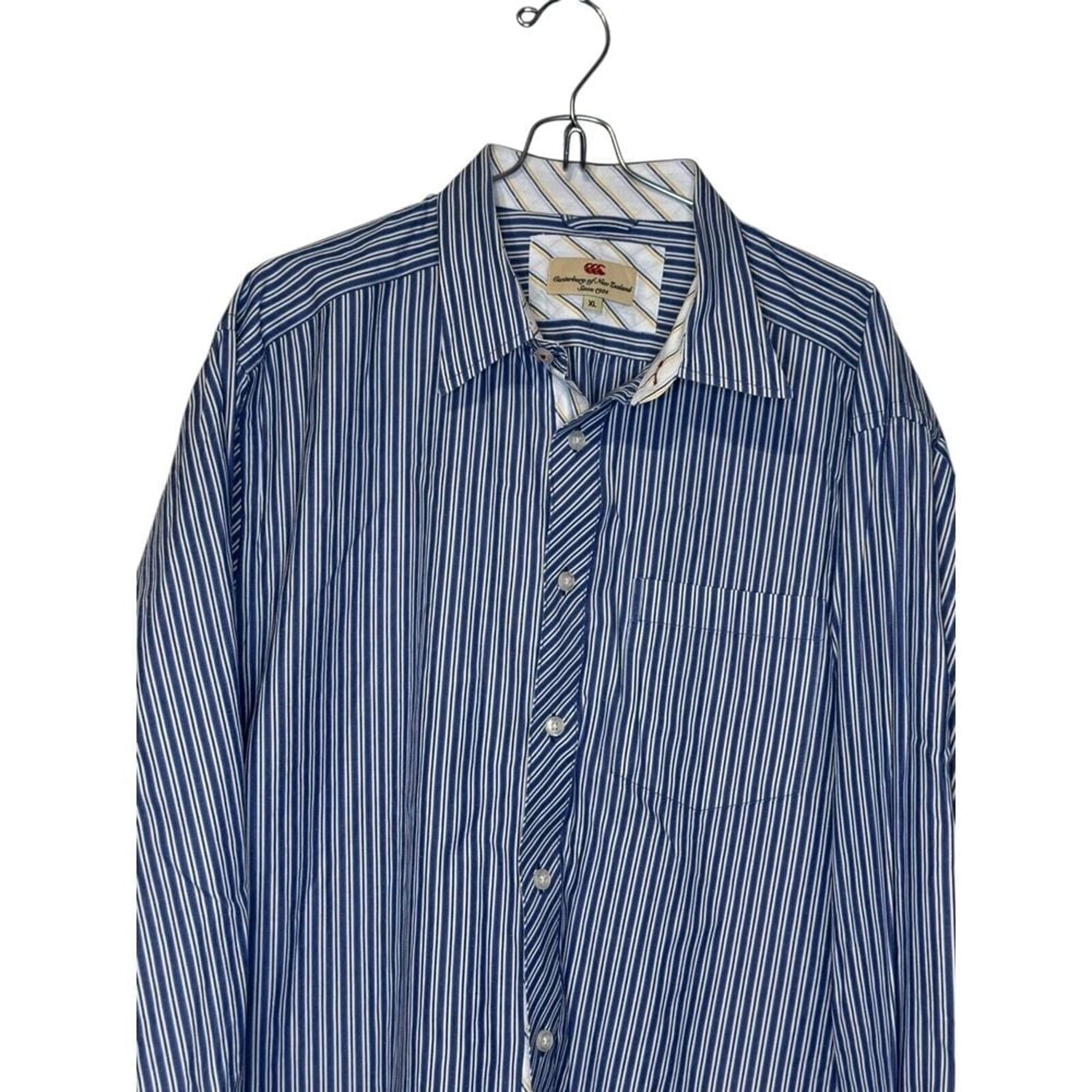 Canterbury of New Zealand Mens Shirt Vintage Stripe Contrast Cuff Button-Down XL