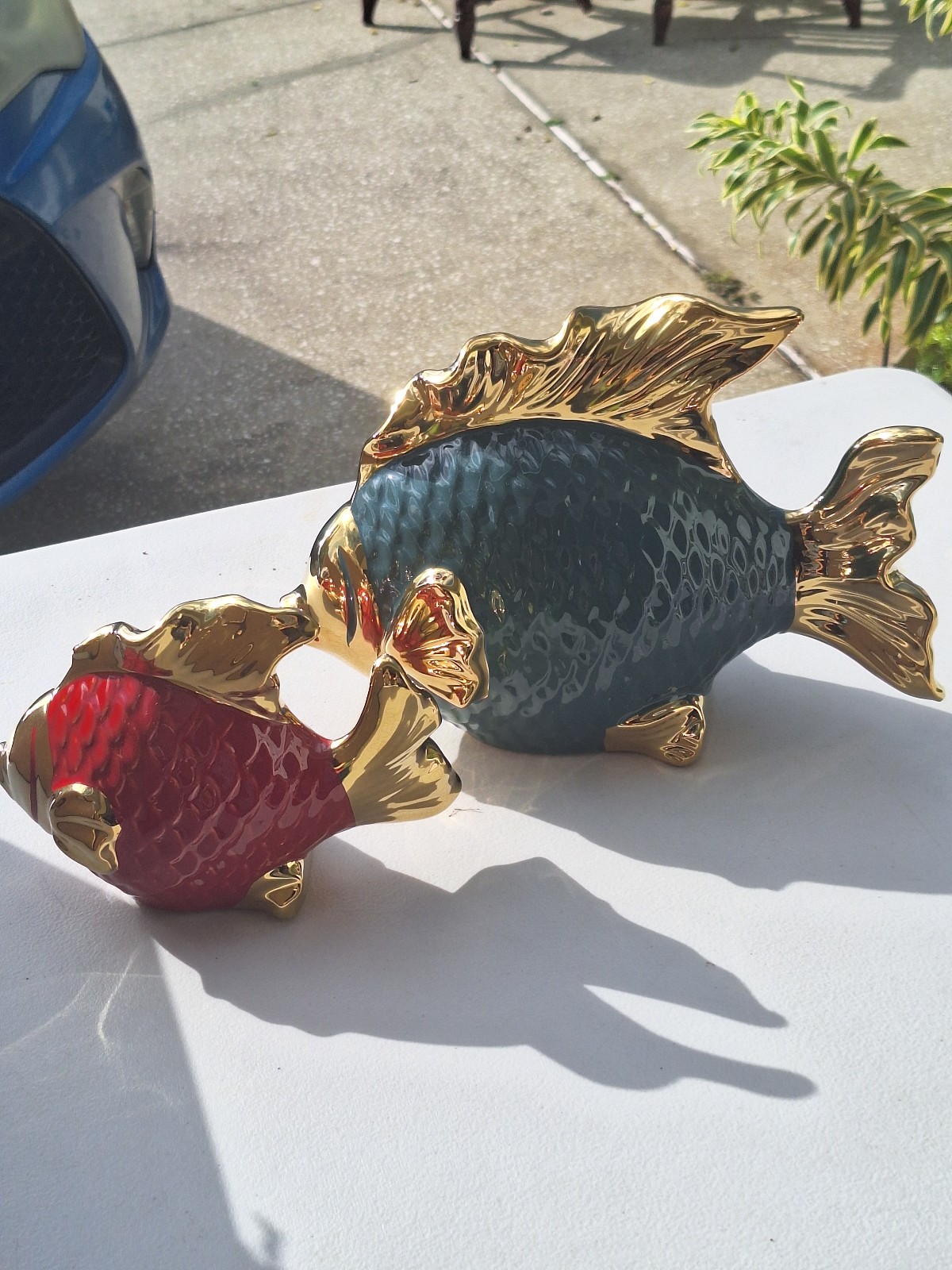 Colorfully Porcelain Two Fish sculpture decor