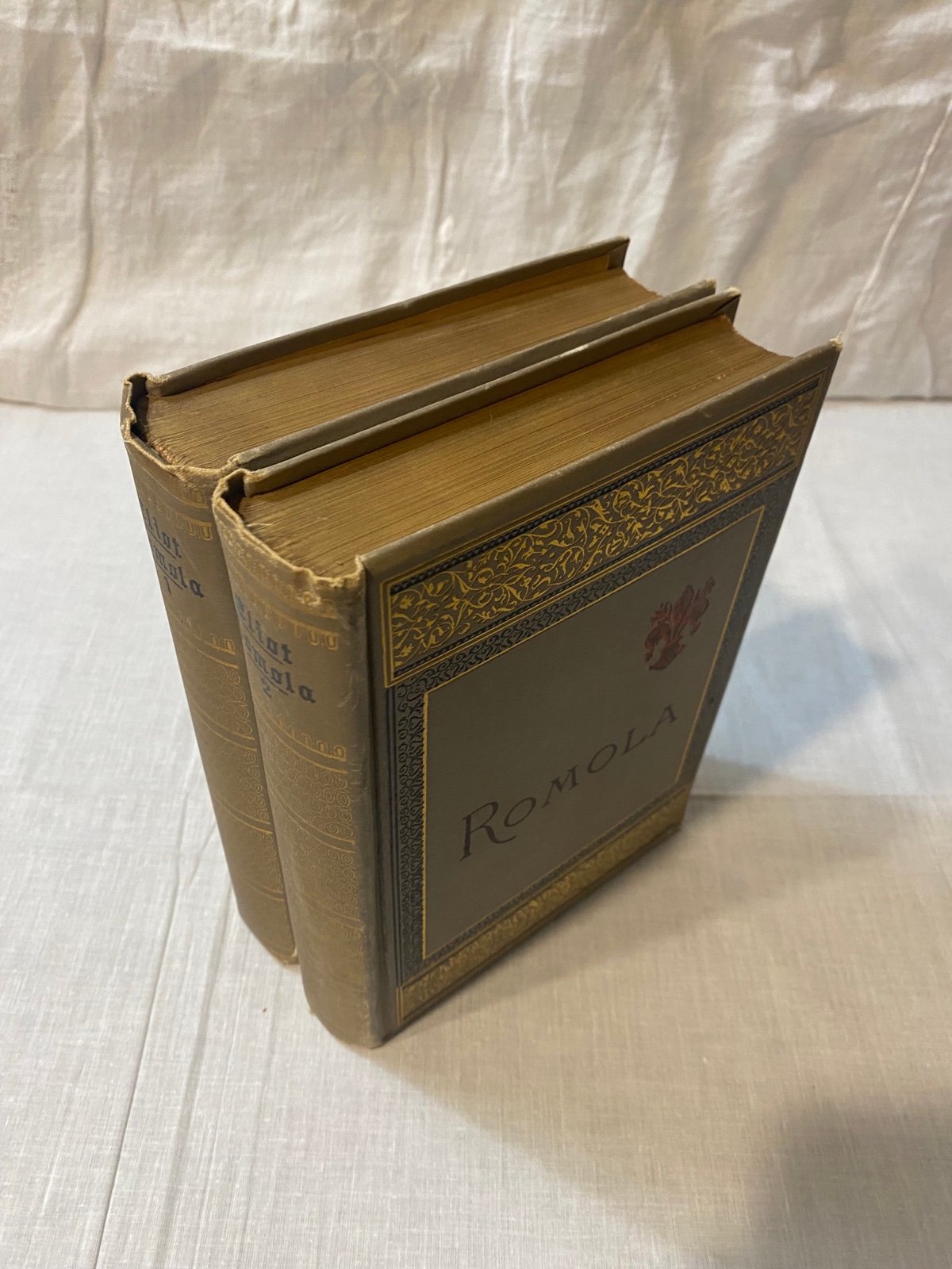 1890 Romola by George Eliot Volumes I & II Decorative Hardcover