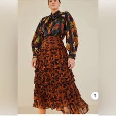 Farm rio Caramel Maxi Leopard Frill Skirt