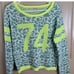 Juicy Couture 74 Juniors Sweater Green Yellow Leopard Print Metallic Lurex