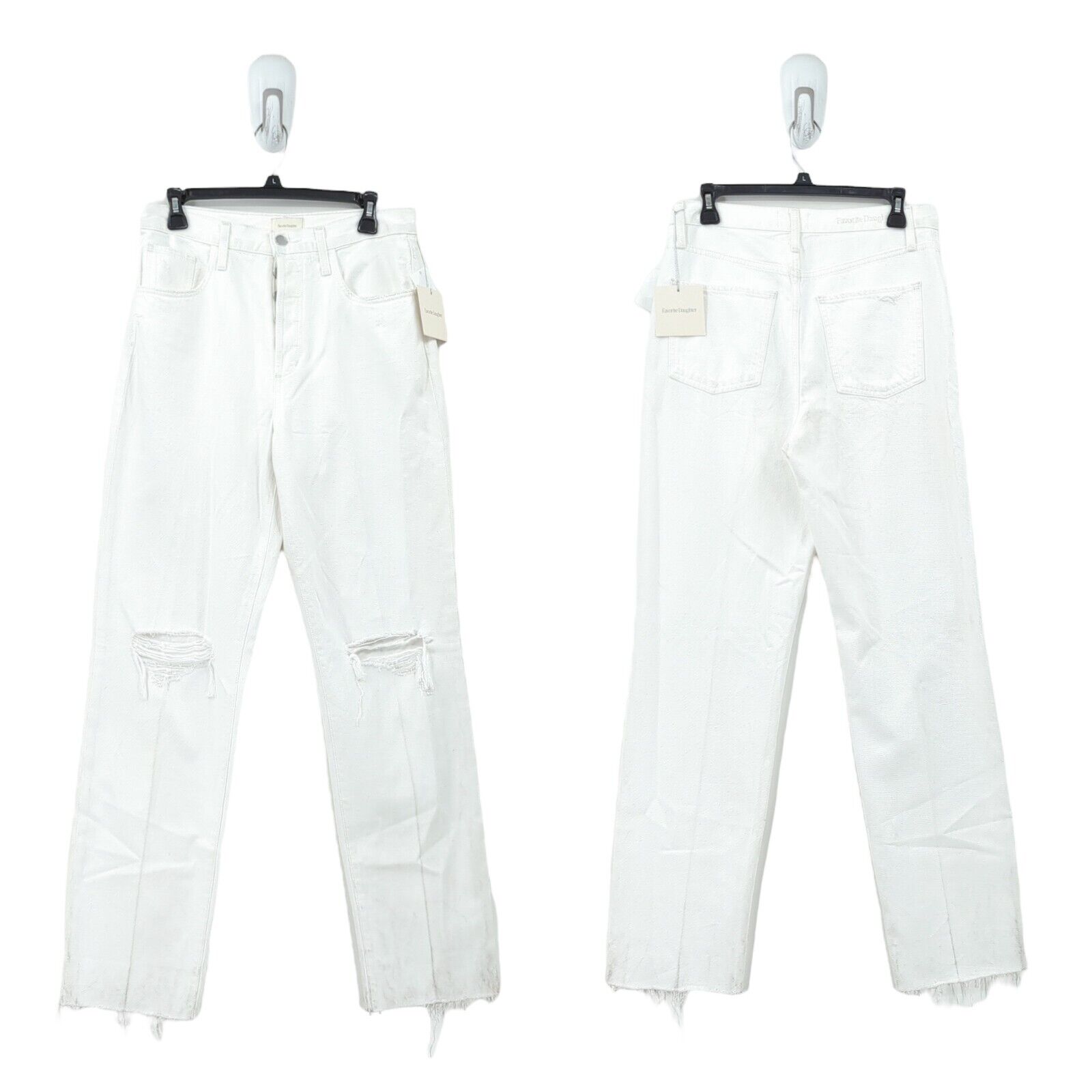 Favorite Daughter Women 27 Otto Jeans Whistler White High Waisted Distressed