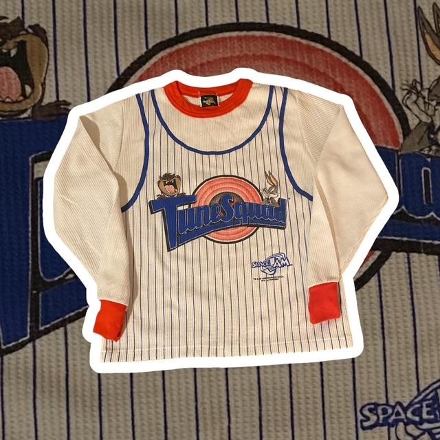 Vintage 1996 Space Jam Tune Squad Thermal Shirt Bugs Bunny & Taz Sz. Youth 12-14
