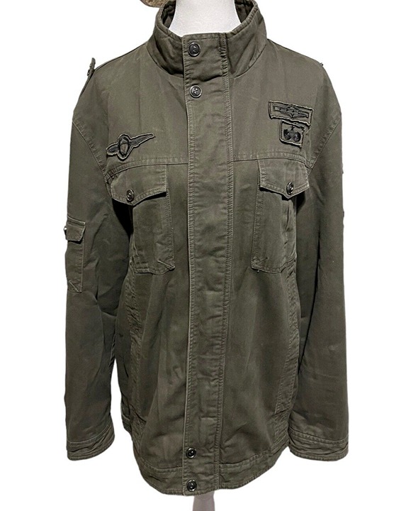 baisini Men's Large Jacket Airborne Patch Utility Jacket with Pockets