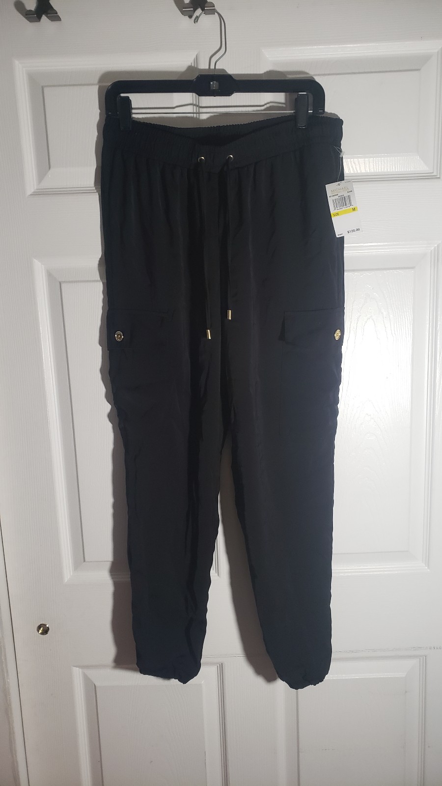Michael kors medium satin cargo pants black nwt