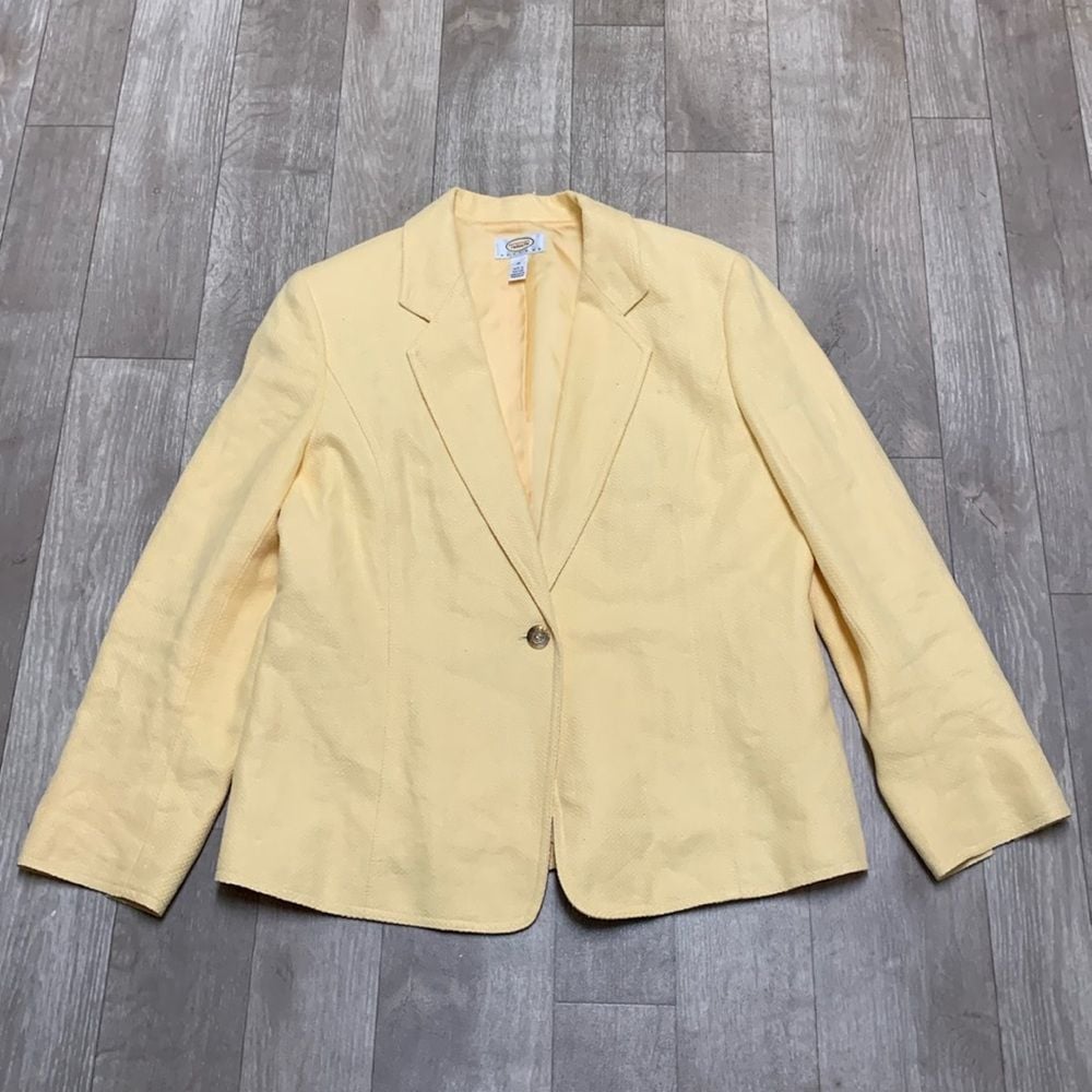 Vintage Talbots 100% Linen Shell One Button Business Casual Career Blazer Jacket