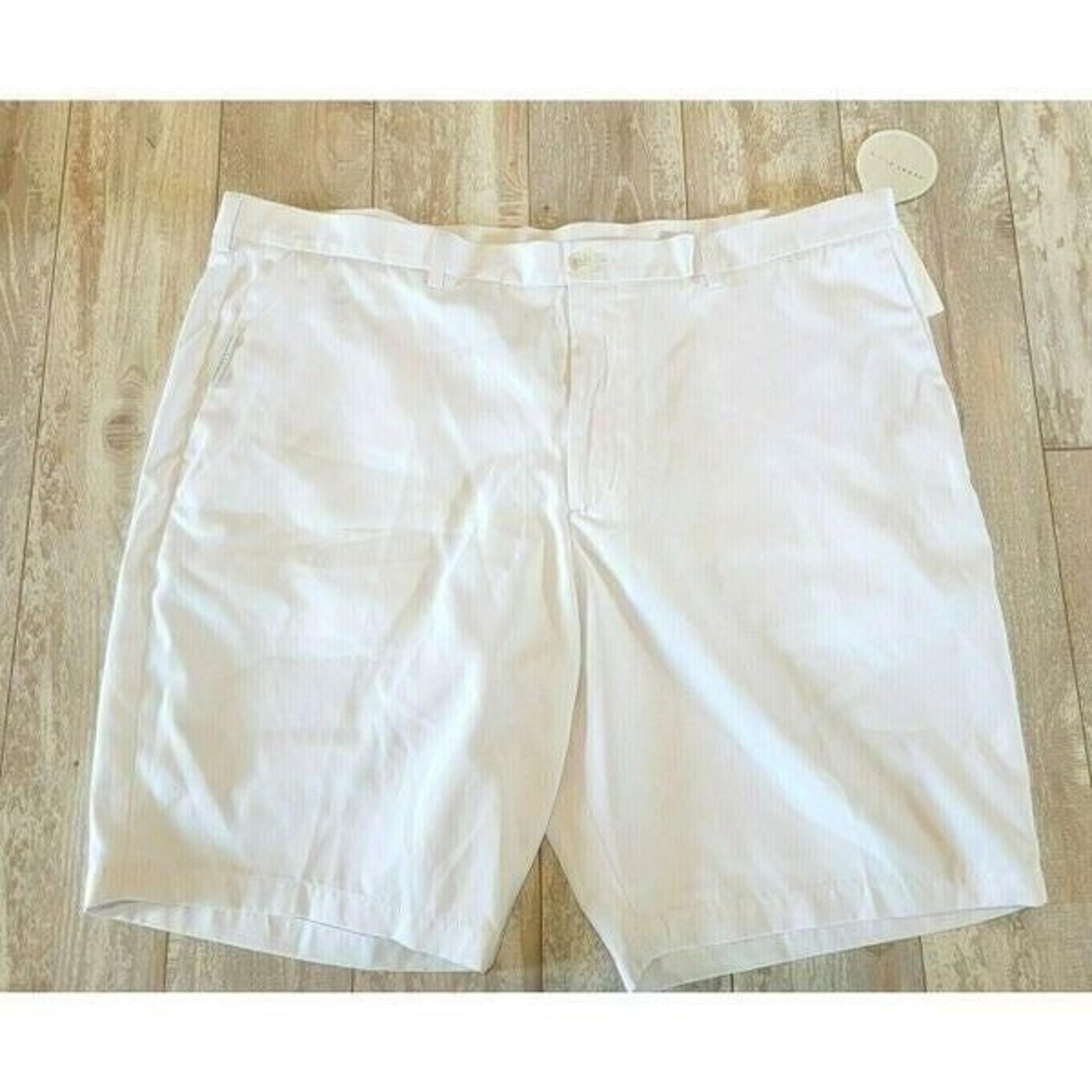 Perry Ellis Shorts Men's 40 Portfolio Chino Performance Flat Front White NEW