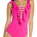 BLEU by Rod Beattie hot pink ruffle one piece bathing suit size 12 new!!