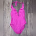 BLEU by Rod Beattie hot pink ruffle one piece bathing suit size 12 new!!