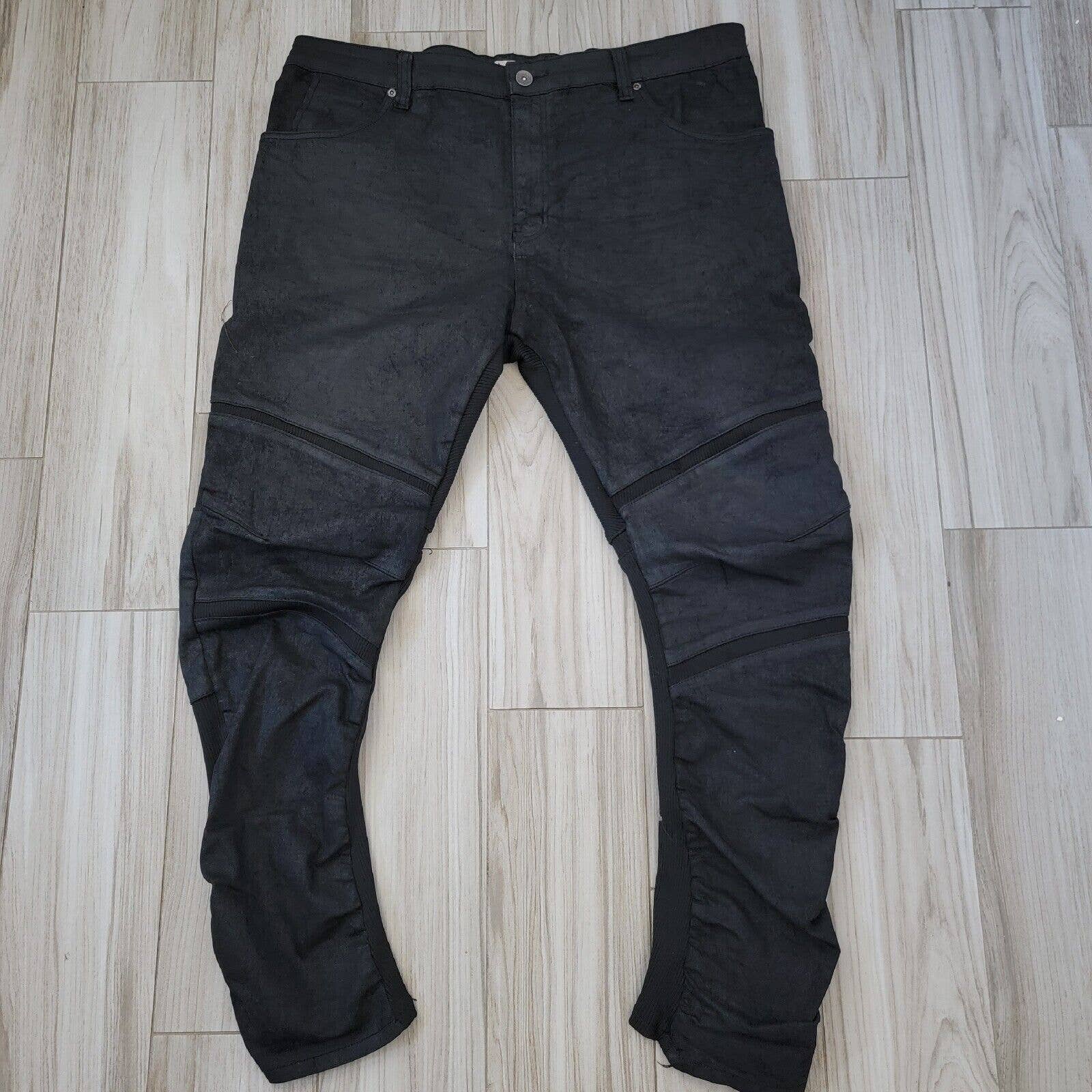 IRO-Ochi Mens Jeans 32 Black Skinny Moto Stretch 38x28