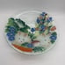 Peggy Karr Bunny Rabbits Carrots Flowers Garden Fused Glass Serving Bowl 13”